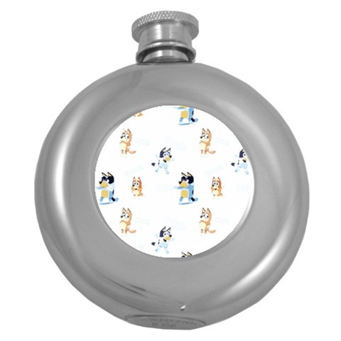 Bluey, Bluey merch, Bluey pattern, Bluey Bluey, bingo, Bluey design, bluey dog Round Hip Flask (5 oz) from ArtsNow.com Front