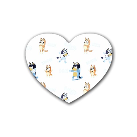 Bluey, Bluey merch, Bluey pattern, Bluey Bluey, bingo, Bluey design, bluey dog Rubber Heart Coaster (4 pack) from ArtsNow.com Front