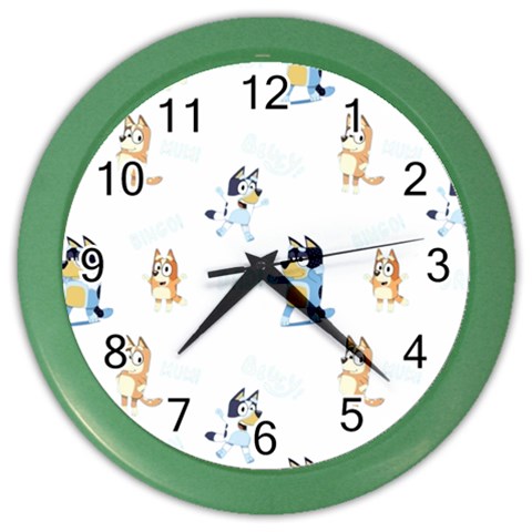 Bluey, Bluey merch, Bluey pattern, Bluey Bluey, bingo, Bluey design, bluey dog Color Wall Clock from ArtsNow.com Front
