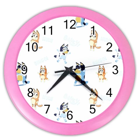 Bluey, Bluey merch, Bluey pattern, Bluey Bluey, bingo, Bluey design, bluey dog Color Wall Clock from ArtsNow.com Front