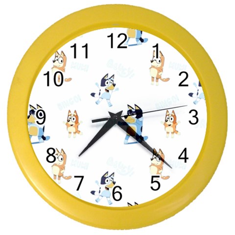 Bluey, Bluey merch, Bluey pattern, Bluey Bluey, bingo, Bluey design, bluey dog Color Wall Clock from ArtsNow.com Front