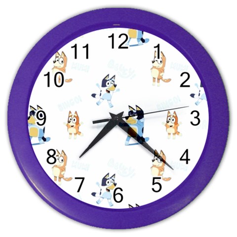Bluey, Bluey merch, Bluey pattern, Bluey Bluey, bingo, Bluey design, bluey dog Color Wall Clock from ArtsNow.com Front