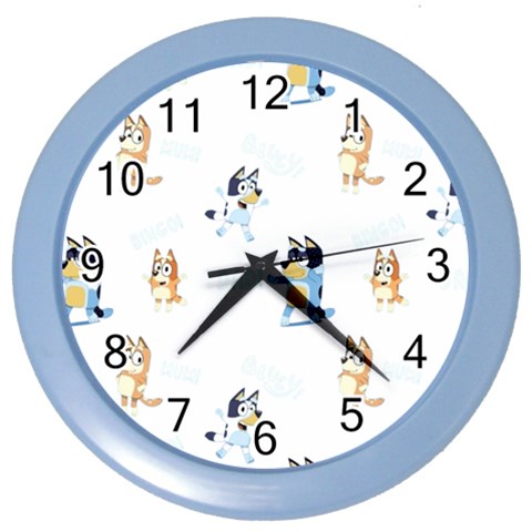 Bluey, Bluey merch, Bluey pattern, Bluey Bluey, bingo, Bluey design, bluey dog Color Wall Clock from ArtsNow.com Front