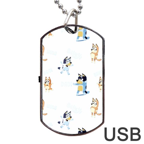 Bluey, Bluey merch, Bluey pattern, Bluey Bluey, bingo, Bluey design, bluey dog Dog Tag USB Flash (One Side) from ArtsNow.com Front