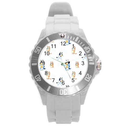 Bluey, Bluey merch, Bluey pattern, Bluey Bluey, bingo, Bluey design, bluey dog Round Plastic Sport Watch (L) from ArtsNow.com Front