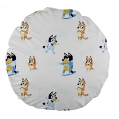 Bluey, Bluey merch, Bluey pattern, Bluey Bluey, bingo, Bluey design, bluey dog Large 18  Premium Round Cushions from ArtsNow.com Back