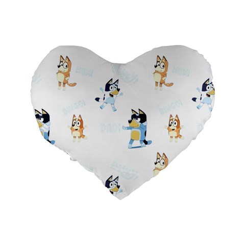 Bluey, Bluey merch, Bluey pattern, Bluey Bluey, bingo, Bluey design, bluey dog Standard 16  Premium Heart Shape Cushions from ArtsNow.com Back
