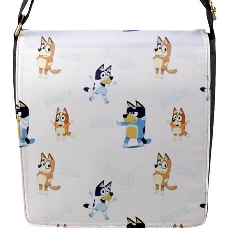 Bluey, Bluey merch, Bluey pattern, Bluey Bluey, bingo, Bluey design, bluey dog Flap Closure Messenger Bag (S) from ArtsNow.com Front