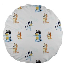 Bluey, Bluey merch, Bluey pattern, Bluey Bluey, bingo, Bluey design, bluey dog Large 18  Premium Flano Round Cushions from ArtsNow.com Back
