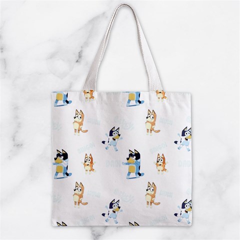 Bluey, Bluey merch, Bluey pattern, Bluey Bluey, bingo, Bluey design, bluey dog Zipper Grocery Tote Bag from ArtsNow.com Front