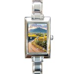Sunflowers Flowers Nature Rectangle Italian Charm Watch