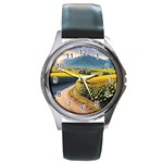 Sunflowers Flowers Nature Round Metal Watch