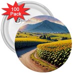 Sunflowers Flowers Nature 3  Buttons (100 pack) 