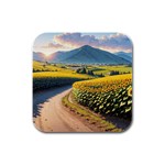 Sunflowers Flowers Nature Rubber Square Coaster (4 pack)