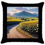 Sunflowers Flowers Nature Throw Pillow Case (Black)