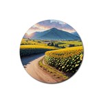 Sunflowers Flowers Nature Rubber Round Coaster (4 pack)