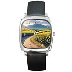 Sunflowers Flowers Nature Square Metal Watch