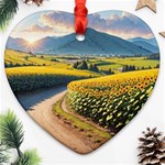 Sunflowers Flowers Nature Heart Ornament (Two Sides)