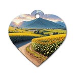 Sunflowers Flowers Nature Dog Tag Heart (Two Sides)