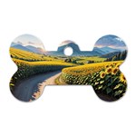 Sunflowers Flowers Nature Dog Tag Bone (One Side)