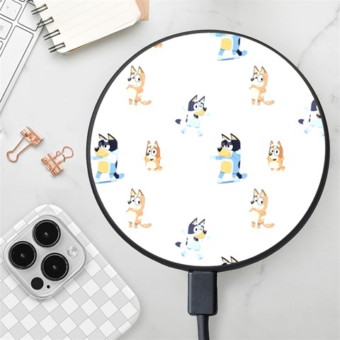 Bluey, Bluey merch, Bluey pattern, Bluey Bluey, bingo, Bluey design, bluey dog Wireless Fast Charger(Black) from ArtsNow.com Front