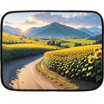 Sunflowers Flowers Nature 35 x27  Fleece Blanket (Mini)