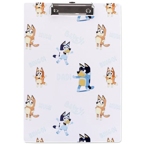 Bluey, Bluey merch, Bluey pattern, Bluey Bluey, bingo, Bluey design, bluey dog A4 Acrylic Clipboard from ArtsNow.com Front