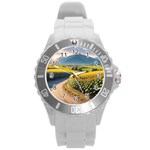 Sunflowers Flowers Nature Round Plastic Sport Watch (L)