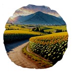 Sunflowers Flowers Nature Large 18  Premium Round Cushions