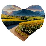 Sunflowers Flowers Nature Large 19  Premium Heart Shape Cushions