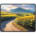 Sunflowers Flowers Nature 60  x 50  Two Sides Fleece Blanket (Medium)