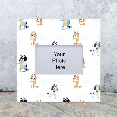 Bluey, Bluey merch, Bluey pattern, Bluey Bluey, bingo, Bluey design, bluey dog White Box Photo Frame 4  x 6  from ArtsNow.com Front