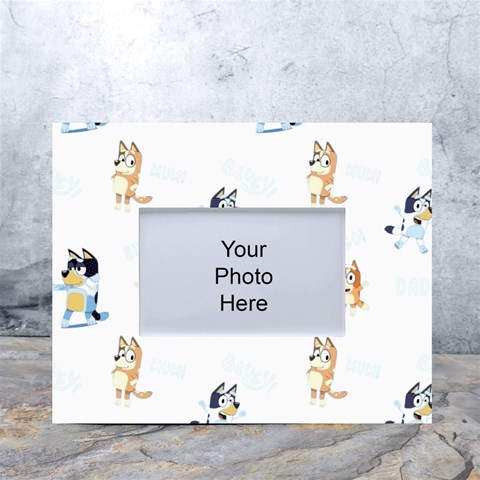 Bluey, Bluey merch, Bluey pattern, Bluey Bluey, bingo, Bluey design, bluey dog White Tabletop Photo Frame 4 x6  from ArtsNow.com Front
