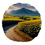 Sunflowers Flowers Nature Large 18  Premium Flano Round Cushions