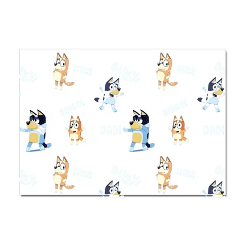 Bluey, Bluey merch, Bluey pattern, Bluey Bluey, bingo, Bluey design, bluey dog Crystal Sticker (A4) from ArtsNow.com Front