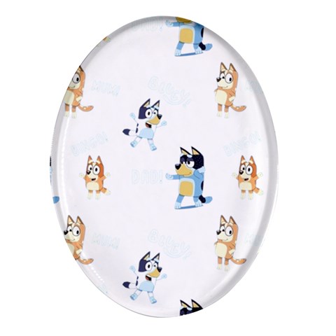 Bluey, Bluey merch, Bluey pattern, Bluey Bluey, bingo, Bluey design, bluey dog Oval Glass Fridge Magnet (4 pack) from ArtsNow.com Front