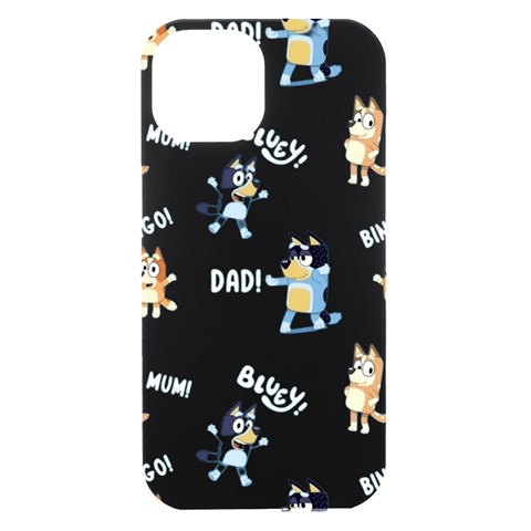 Bluey, Bluey merch, Bluey pattern, Bluey Bluey, bingo, Bluey design, bluey dog iPhone 15 Black UV Print PC Hardshell Case from ArtsNow.com Front