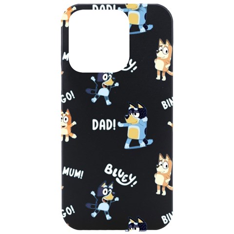 Bluey, Bluey merch, Bluey pattern, Bluey Bluey, bingo, Bluey design, bluey dog iPhone 15 Pro Black UV Print PC Hardshell Case from ArtsNow.com Front