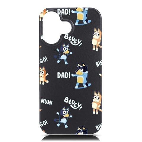 Bluey, Bluey merch, Bluey pattern, Bluey Bluey, bingo, Bluey design, bluey dog iPhone 16 Black UV Print PC Hardshell Case from ArtsNow.com Front