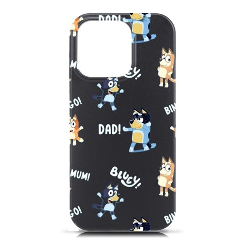 Bluey, Bluey merch, Bluey pattern, Bluey Bluey, bingo, Bluey design, bluey dog iPhone 16 Pro Black UV Print PC Hardshell Case from ArtsNow.com Front