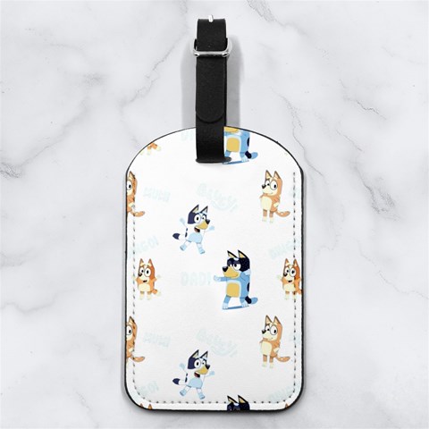 Bluey, Bluey merch, Bluey pattern, Bluey Bluey, bingo, Bluey design, bluey dog Nappa Leather Luggage Tag Rectangle from ArtsNow.com Front