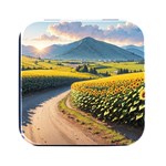 Sunflowers Flowers Nature Square Metal Box (Black)