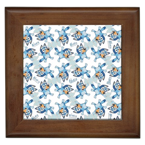 Bluey, Bluey merch, Bluey pattern, Bluey Bluey, bingo, Bluey design, bluey dog Framed Tile from ArtsNow.com Front