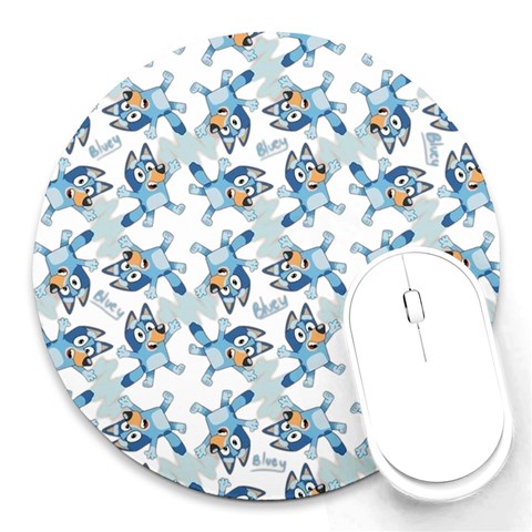 Bluey, Bluey merch, Bluey pattern, Bluey Bluey, bingo, Bluey design, bluey dog Round Mousepad from ArtsNow.com Front