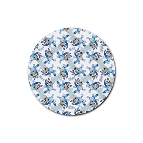 Bluey, Bluey merch, Bluey pattern, Bluey Bluey, bingo, Bluey design, bluey dog Rubber Round Coaster (4 pack) from ArtsNow.com Front
