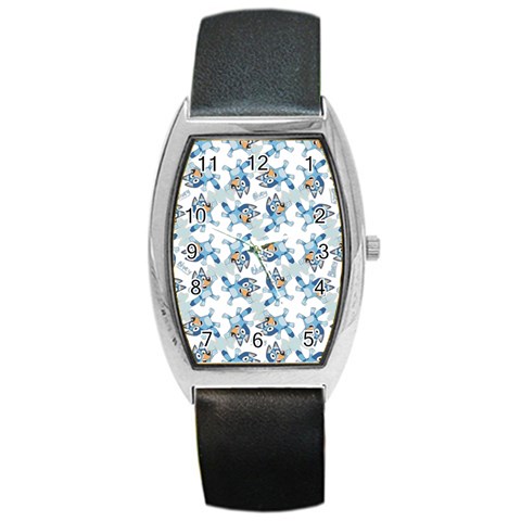 Bluey, Bluey merch, Bluey pattern, Bluey Bluey, bingo, Bluey design, bluey dog Barrel Style Metal Watch from ArtsNow.com Front