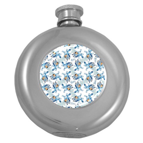 Bluey, Bluey merch, Bluey pattern, Bluey Bluey, bingo, Bluey design, bluey dog Round Hip Flask (5 oz) from ArtsNow.com Front