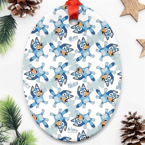 Bluey, Bluey merch, Bluey pattern, Bluey Bluey, bingo, Bluey design, bluey dog Oval Ornament (Two Sides) from ArtsNow.com Front