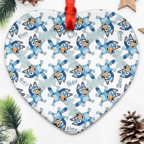 Bluey, Bluey merch, Bluey pattern, Bluey Bluey, bingo, Bluey design, bluey dog Heart Ornament (Two Sides) from ArtsNow.com Front