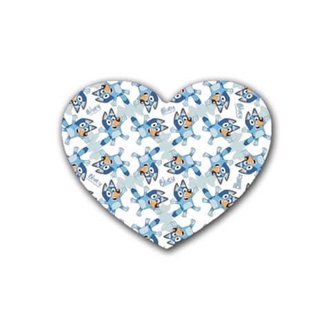 Bluey, Bluey merch, Bluey pattern, Bluey Bluey, bingo, Bluey design, bluey dog Rubber Heart Coaster (4 pack) from ArtsNow.com Front